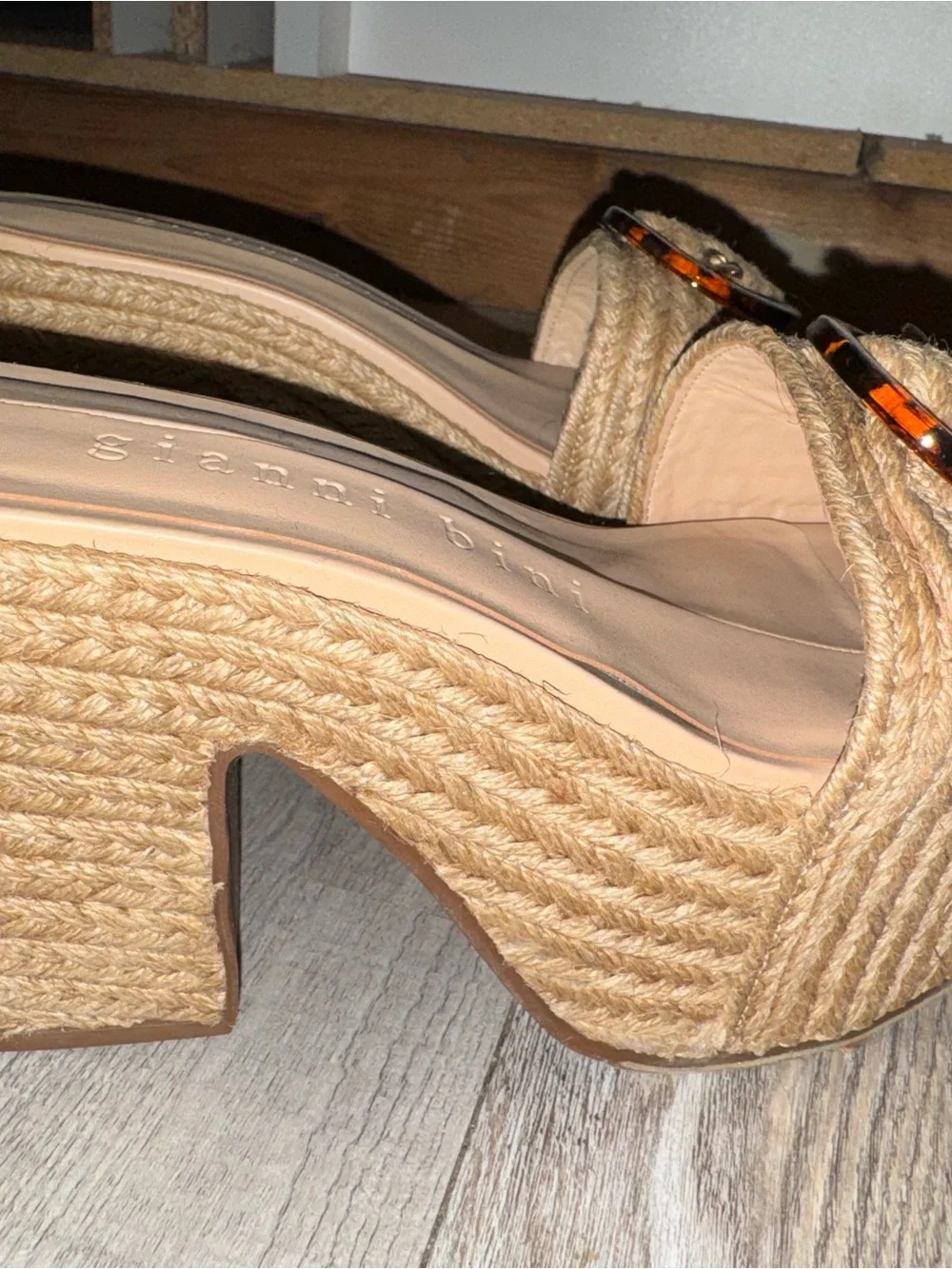 Giani bernini Woven Platform Slide Sandals with Tortoiseshell Buckle - Beige